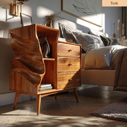 Organic Modern Sculptural Wood Nightstand