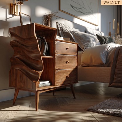 Organic Modern Sculptural Wood Nightstand