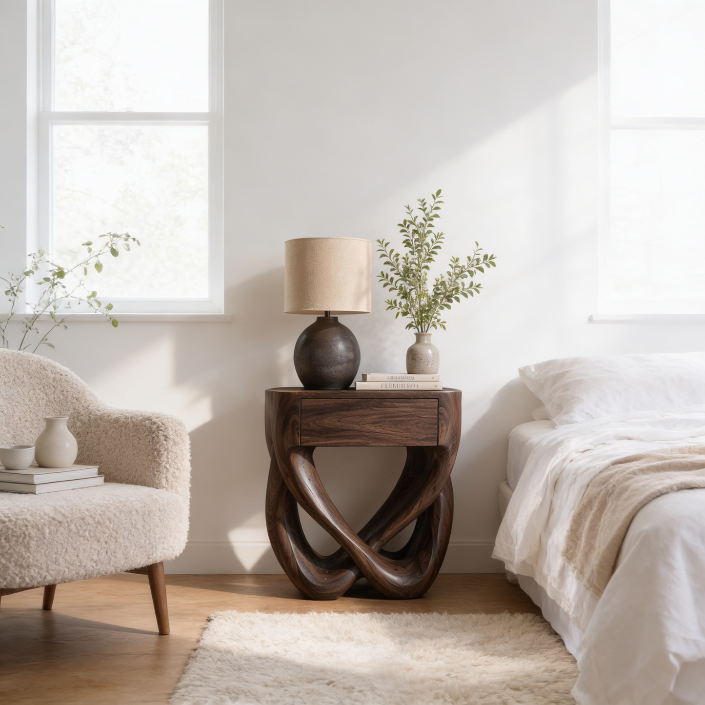 Organic Modern Wood Minimalist Nightstand