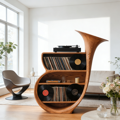 Organic Modern Record Player Stand