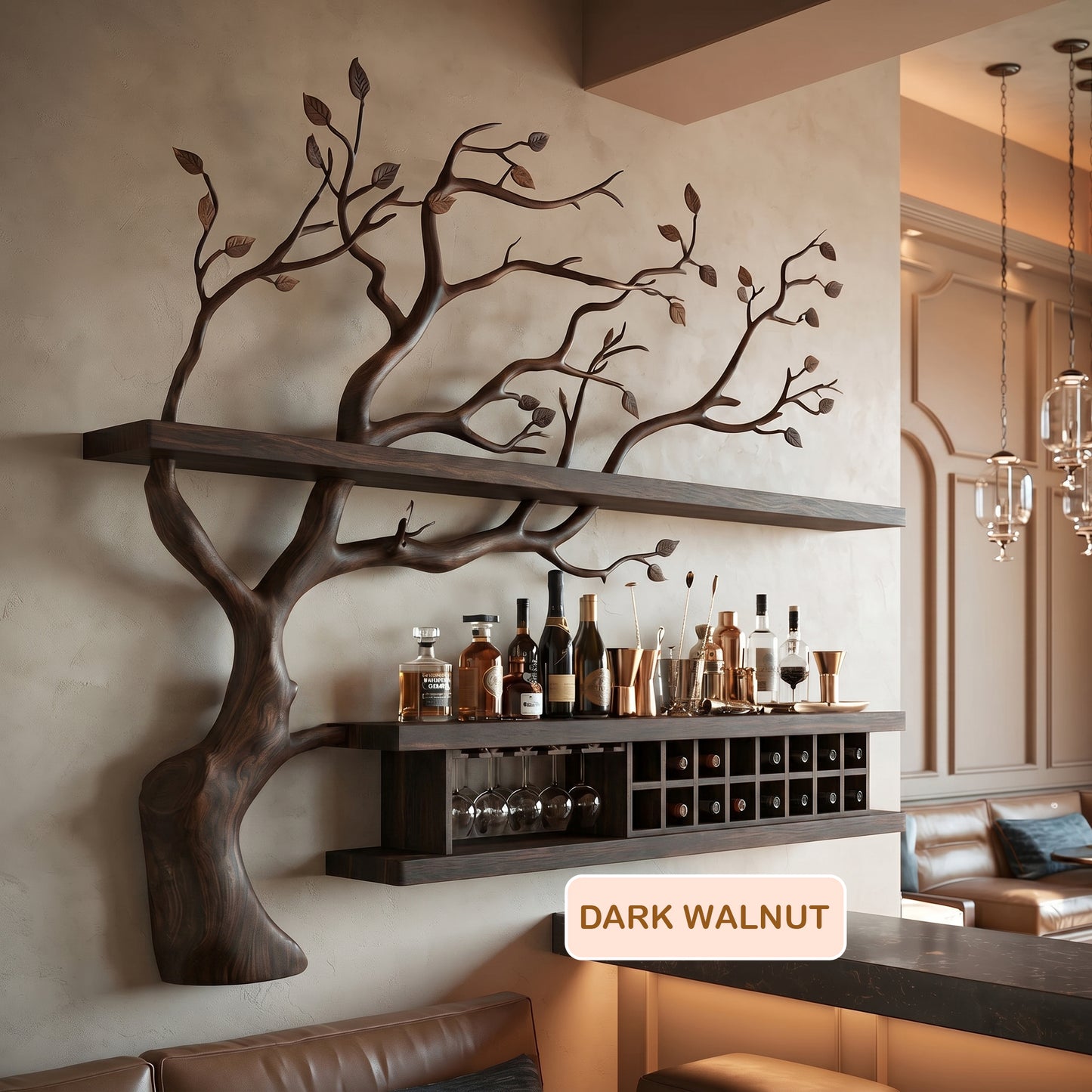 Wall Mounted Wood Tree Wine Rack