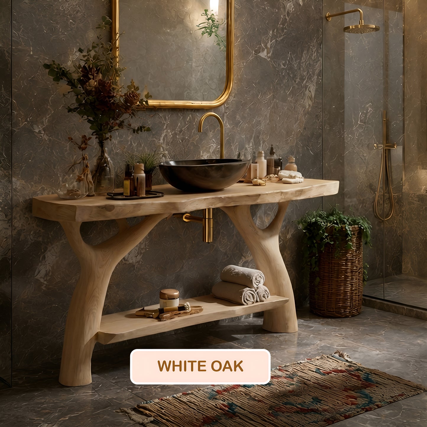 Freestanding Solid Wood Bathroom Vanity Console