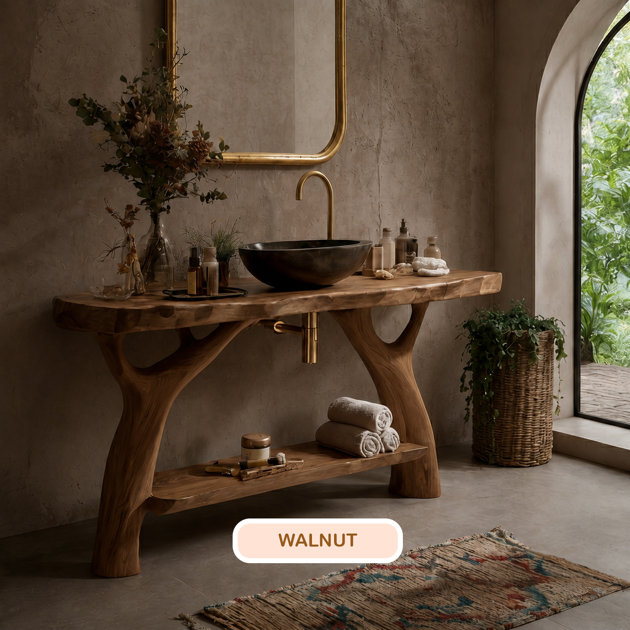 Freestanding Solid Wood Bathroom Vanity Console