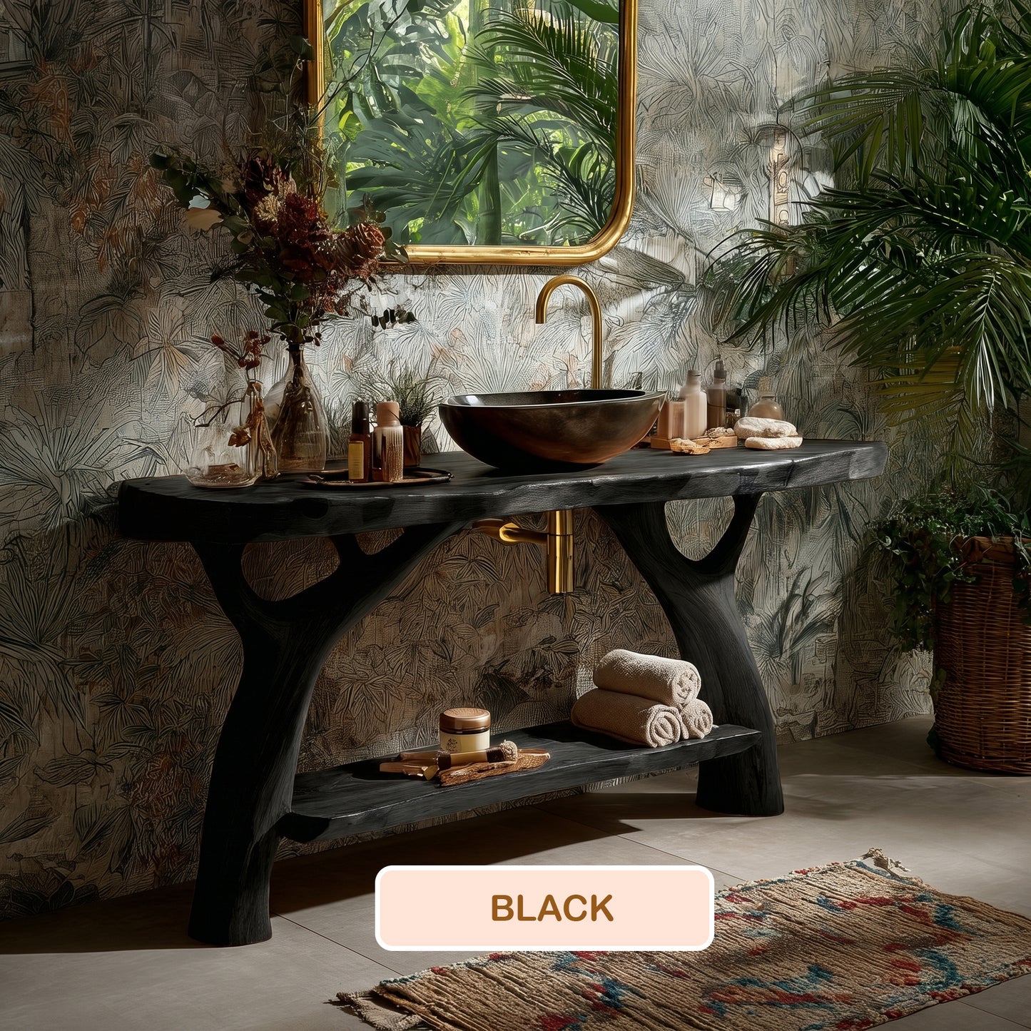 Freestanding Solid Wood Bathroom Vanity Console