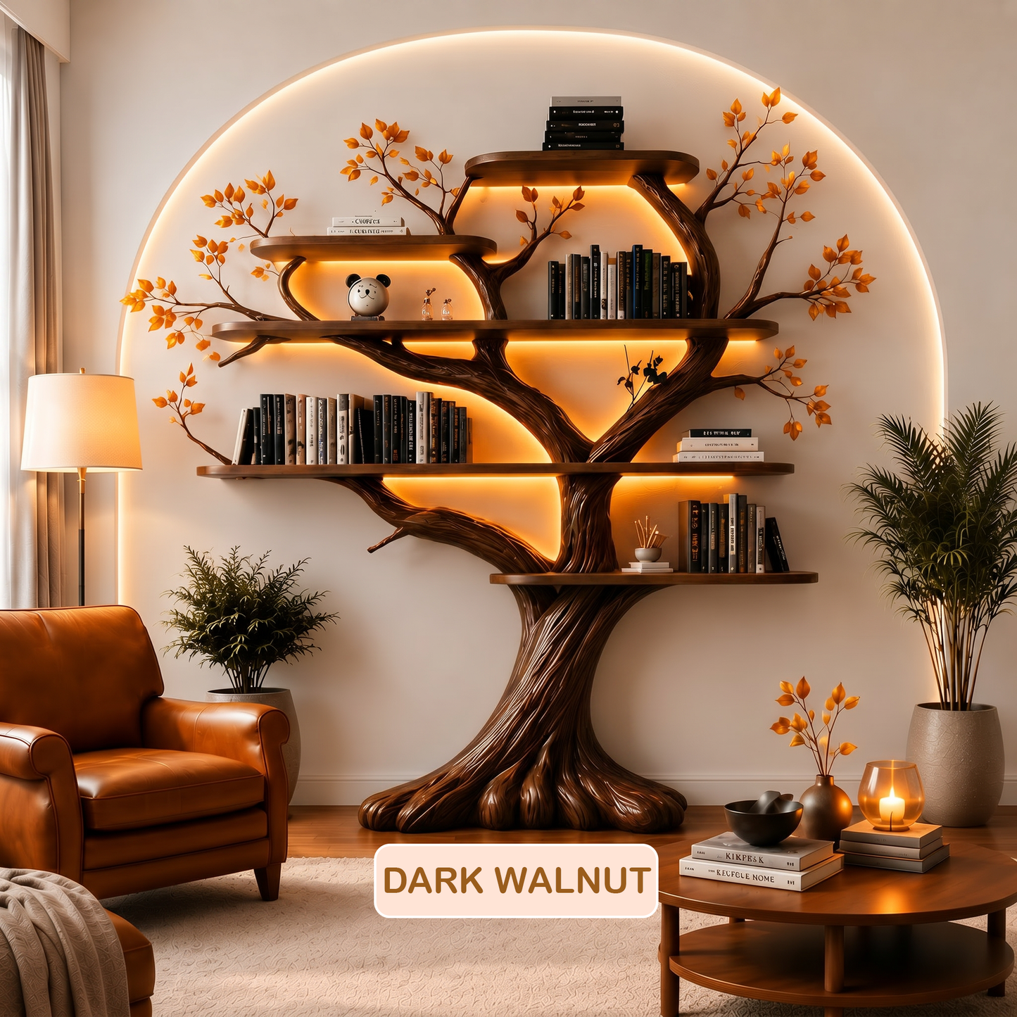 Wall Mounted Solid Wood Branch Bookshelf