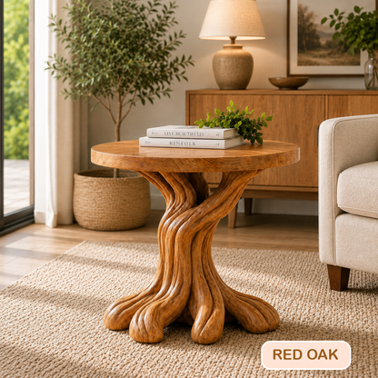 Round Solid Wood Tree Root Side Table
