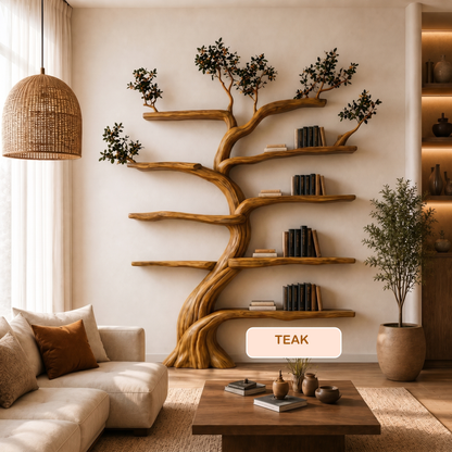 Rustic Solid Wood Tree Branch Shelving