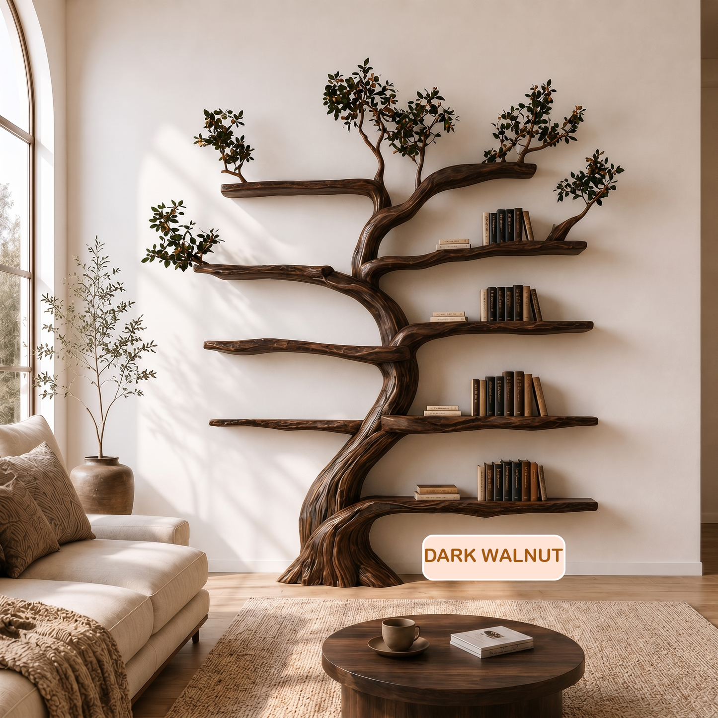 Rustic Solid Wood Tree Branch Shelving