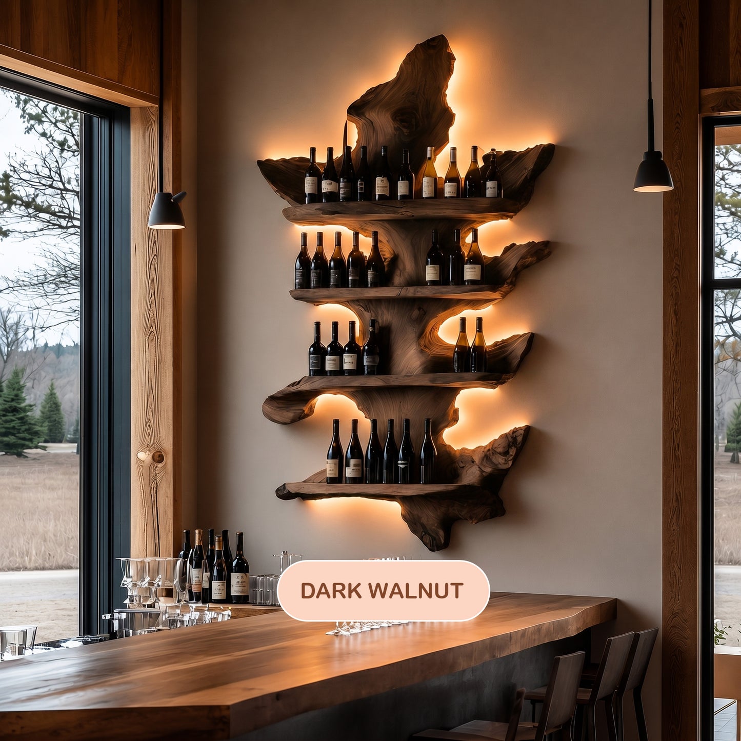 Wall Mounted Live Edge Wine Rack