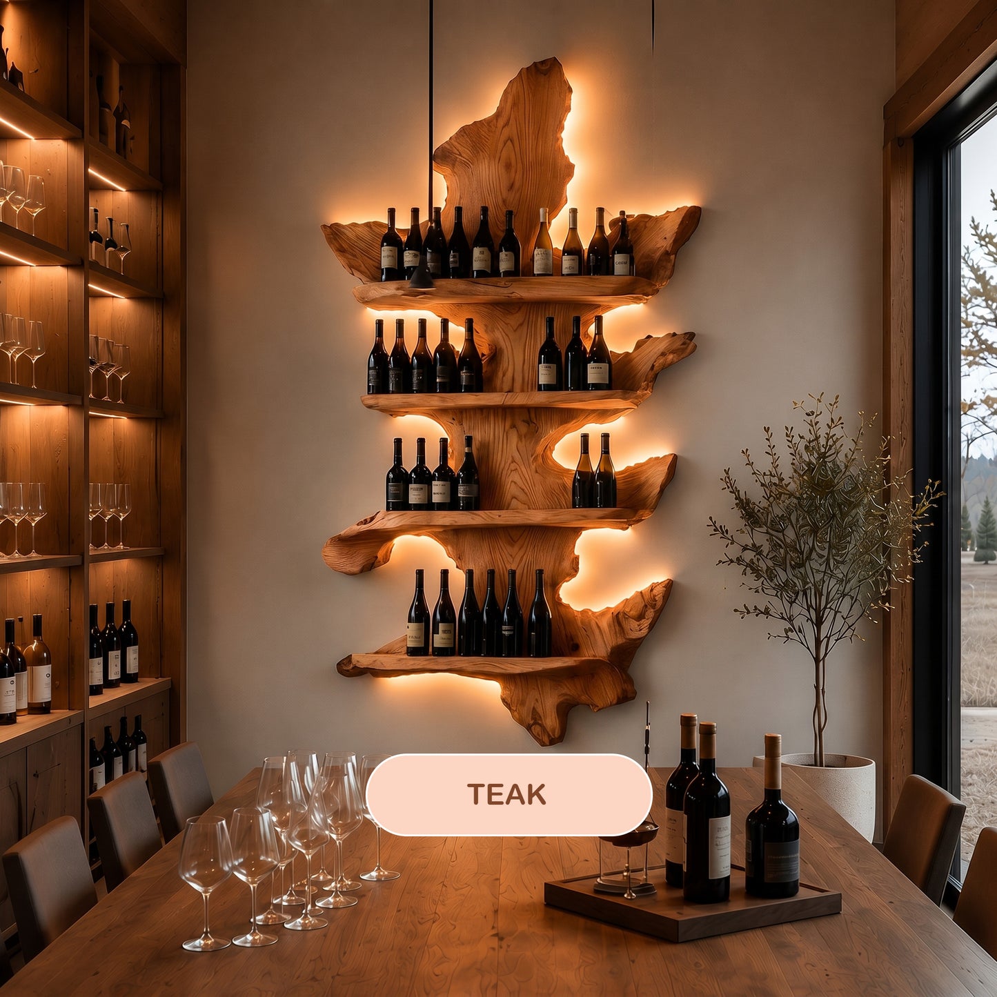 Wall Mounted Live Edge Wine Rack