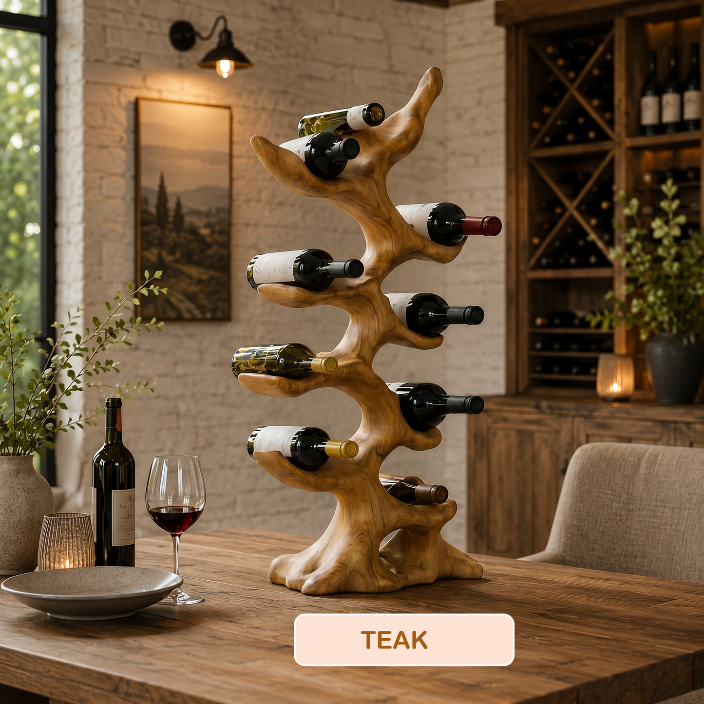 Freestanding Wooden Tree Wine Rack