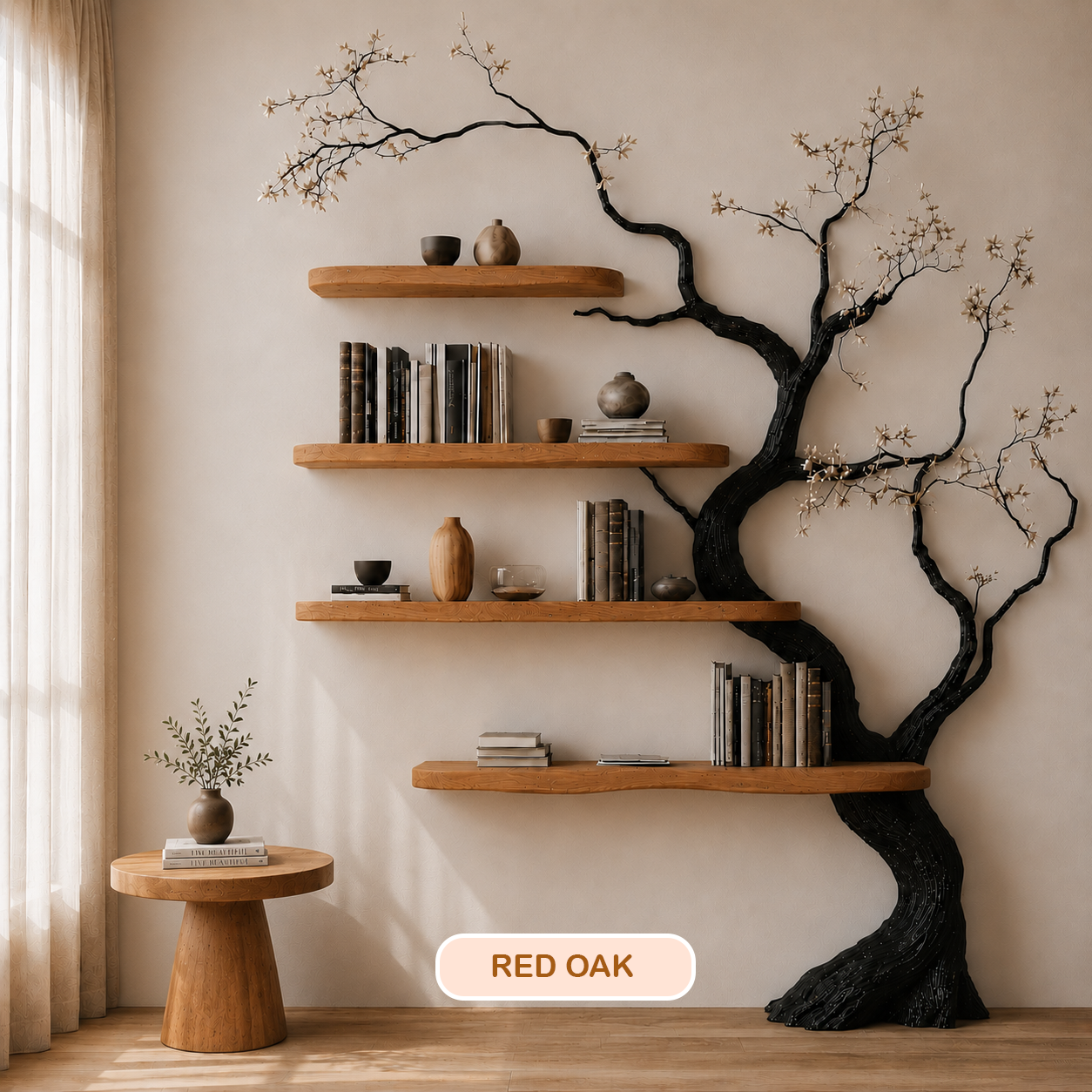 Rustic Wood Tree Branch Bookshelf