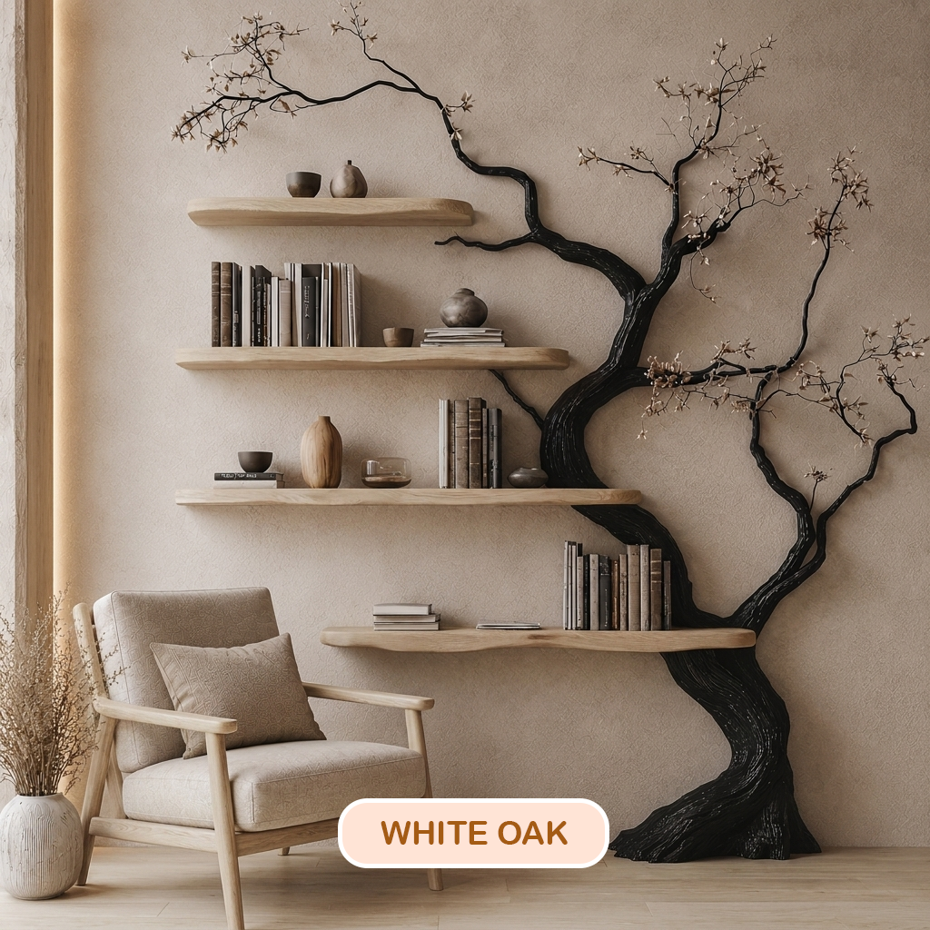 Rustic Wood Tree Branch Bookshelf