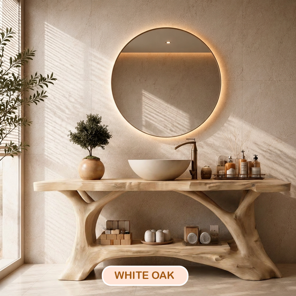 Rustic Live Edge Wood Bathroom Vanity Console