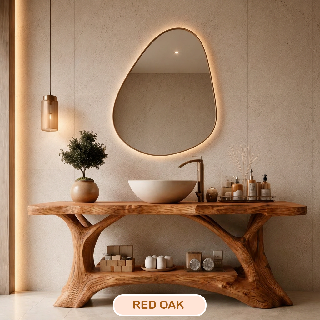 Rustic Live Edge Wood Bathroom Vanity Console