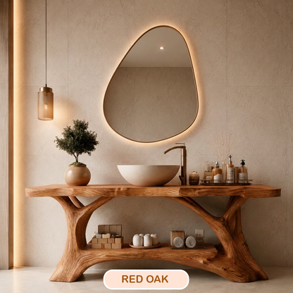 Rustic Live Edge Wood Bathroom Vanity Console