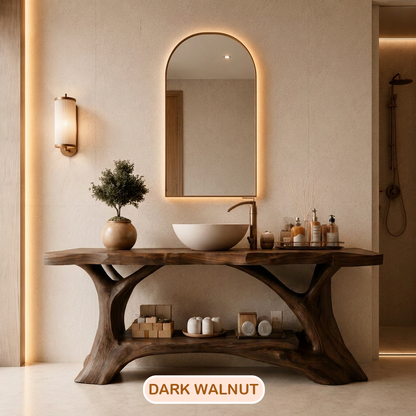 Rustic Live Edge Wood Bathroom Vanity Console