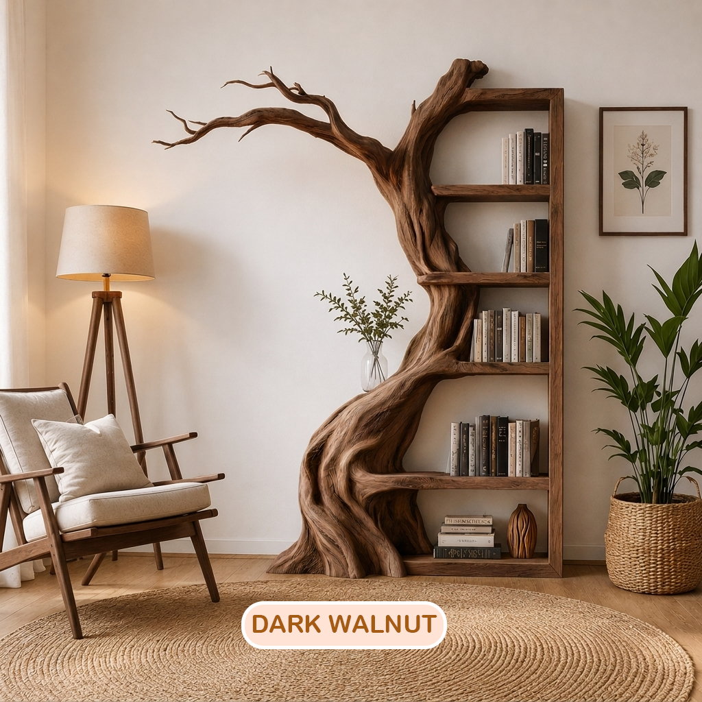 Floor Standing Branch Design Wooden Bookshelf