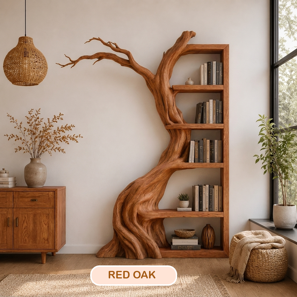 Floor Standing Branch Design Wooden Bookshelf