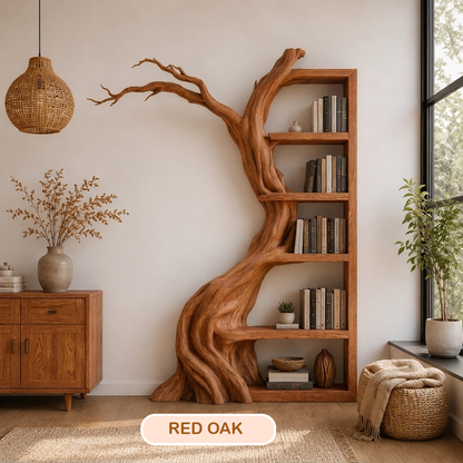 Floor Standing Branch Design Wooden Bookshelf