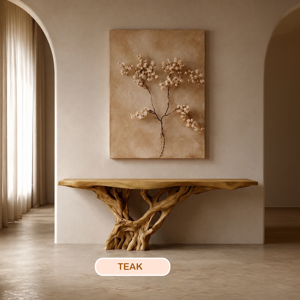 Solid Wood Tree Root Console Table
