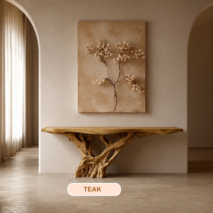 Solid Wood Tree Root Console Table