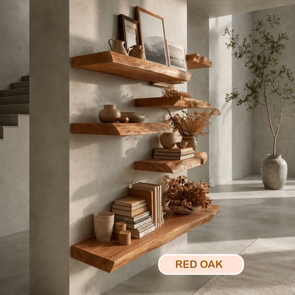Farmhouse Solid Wood Live Edge Floating Shelf