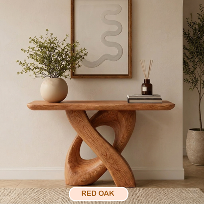 Organic Minimalist Sculptural Wood Console Table