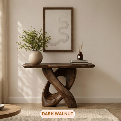 Organic Minimalist Sculptural Wood Console Table