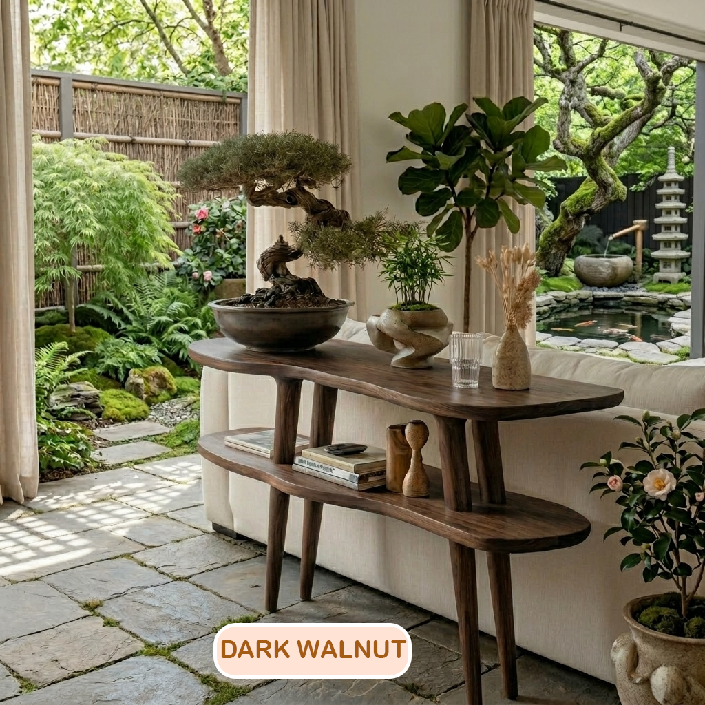 Mid Century Modern Wood Console Table