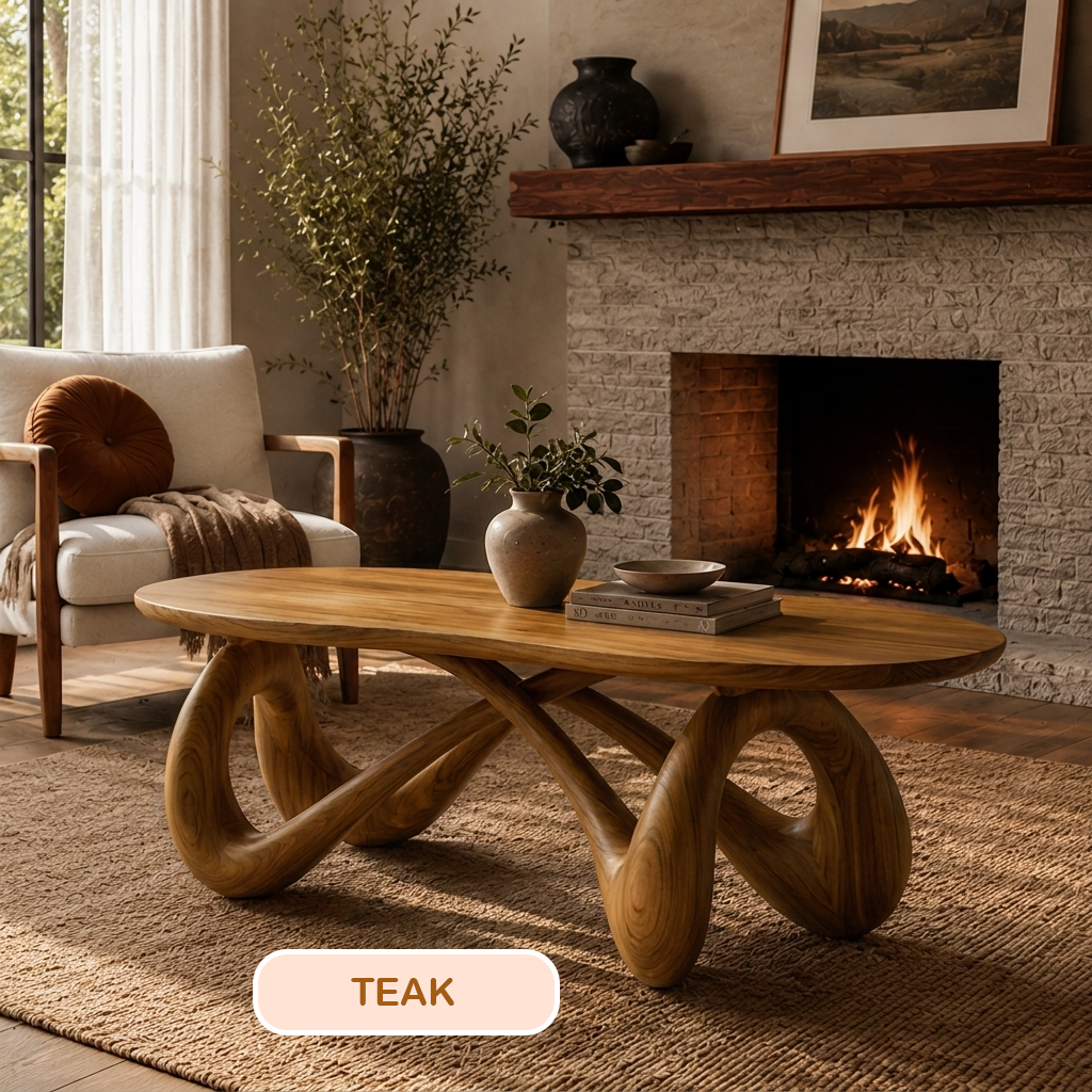 Modern Sculptural Solid Wood Bench