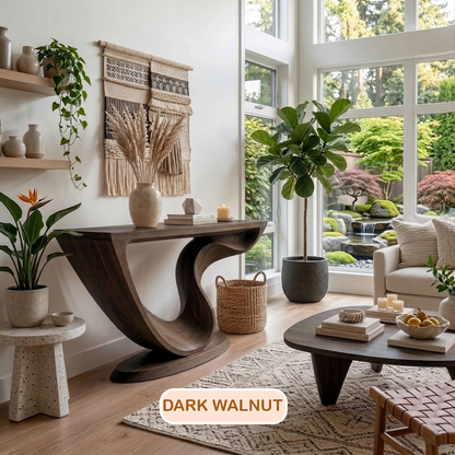 Organic Modern Sculptural Wood Console Table