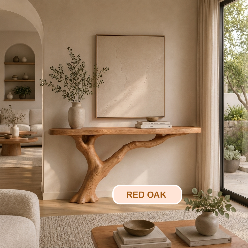 Rustic Sculptural Natural Wood Console Table