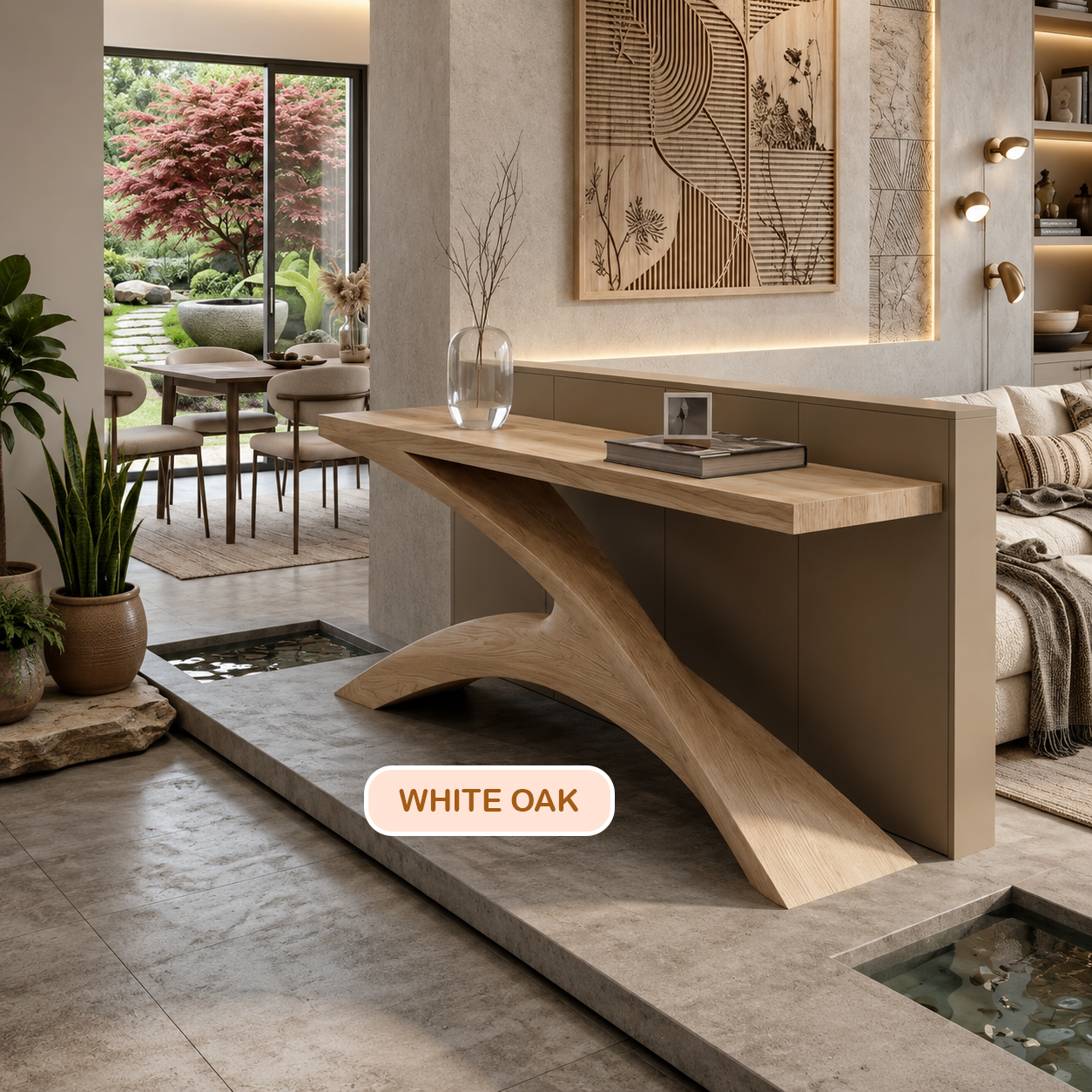 Modern Z-Shaped Wooden Console Table