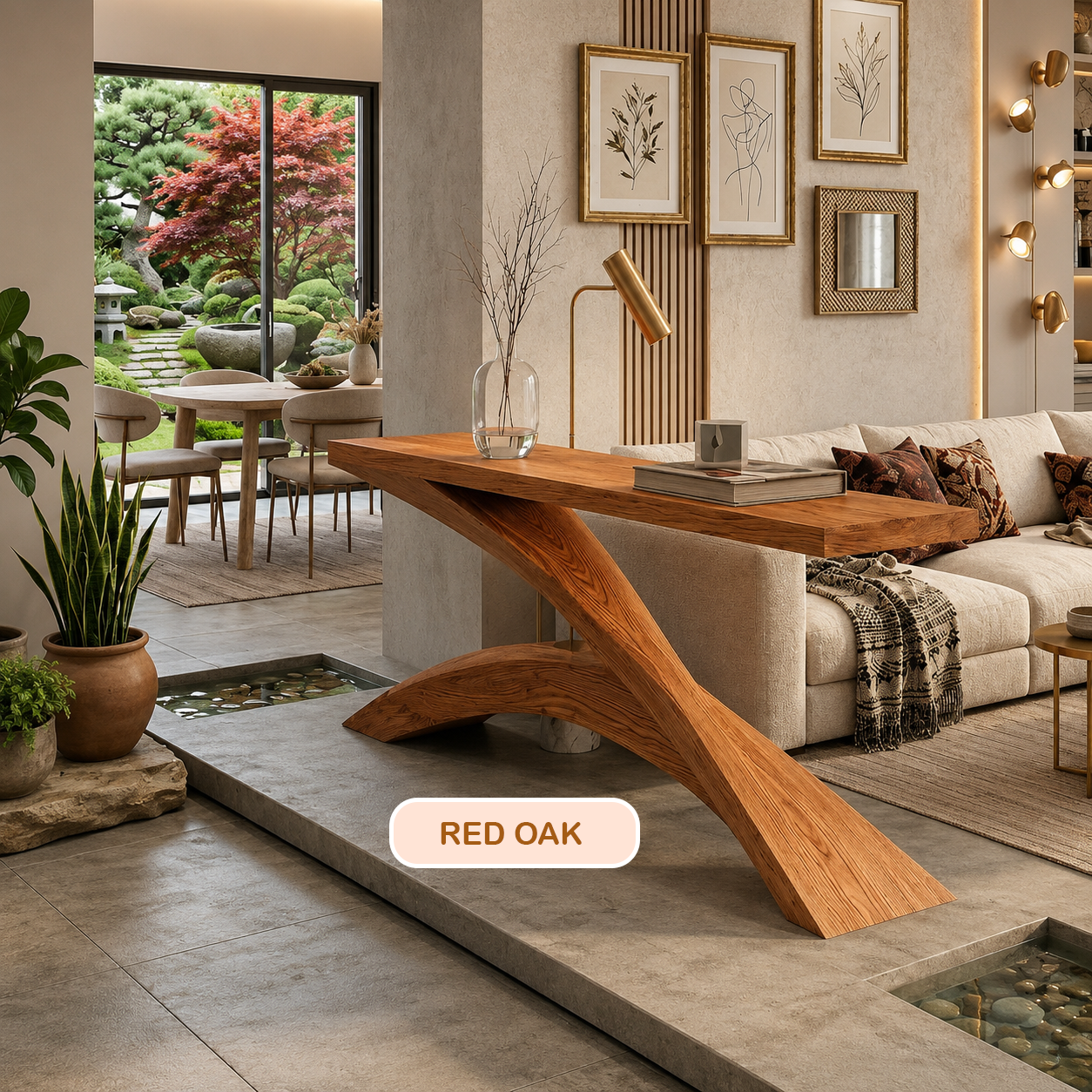 Modern Z-Shaped Wooden Console Table