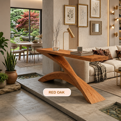 Modern Z-Shaped Wooden Console Table
