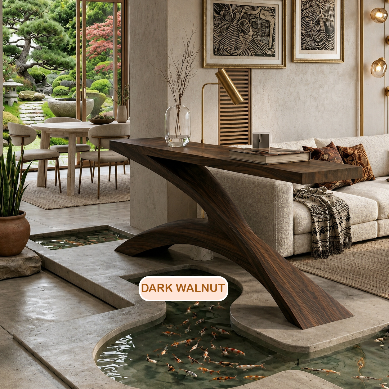 Modern Z-Shaped Wooden Console Table