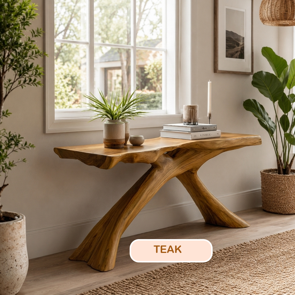 Rustic Organic Wood Console Table