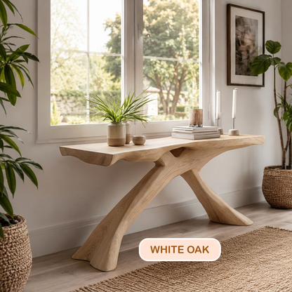 Rustic Organic Wood Console Table