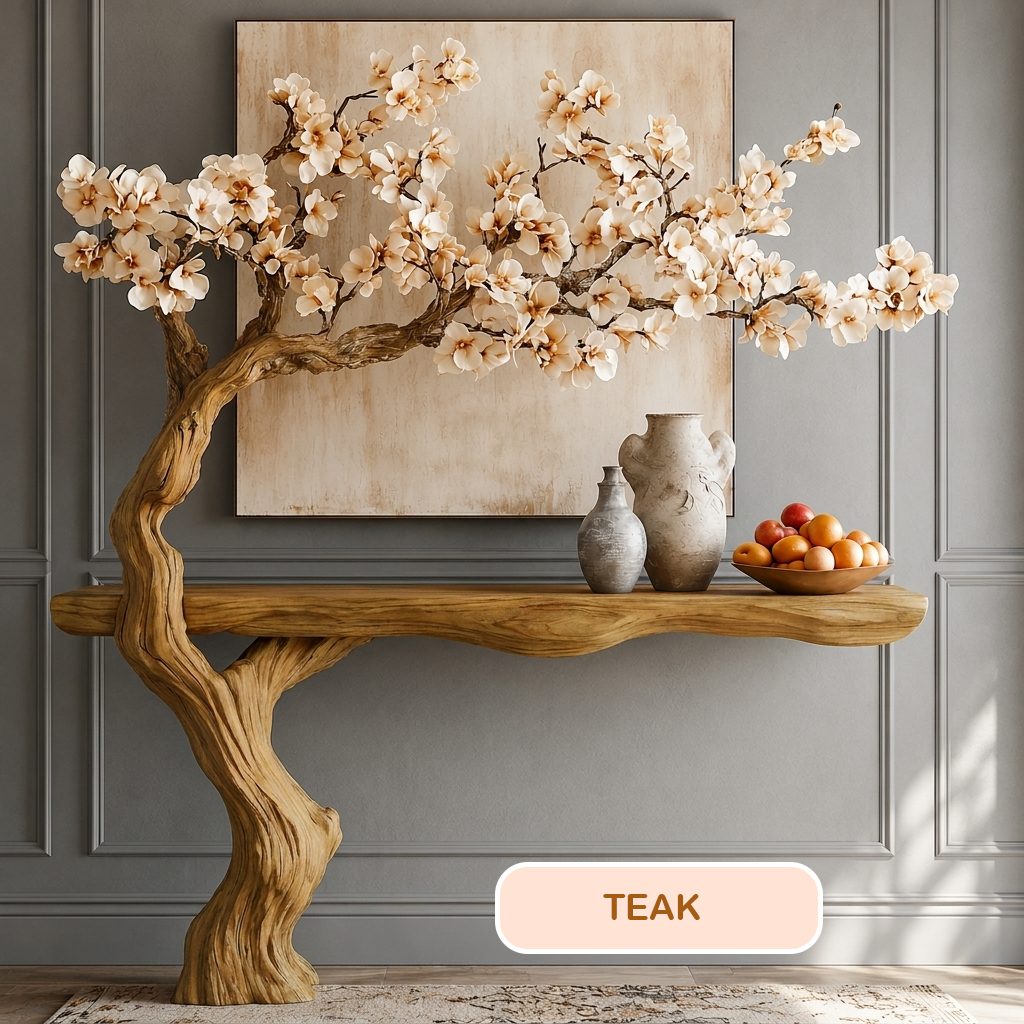Artistic Wood Tree Shape Console Table