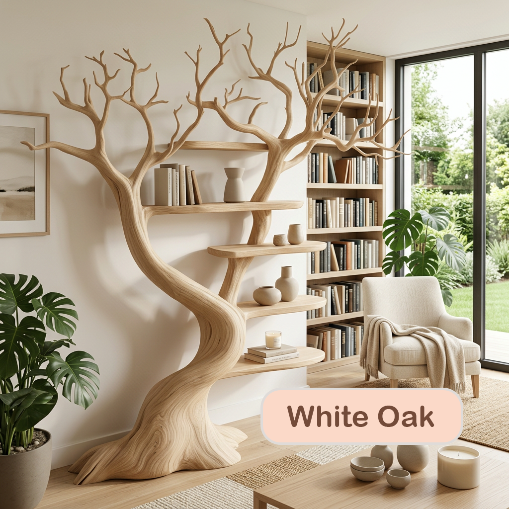 Natural Tree Shaped Open Bookshelf