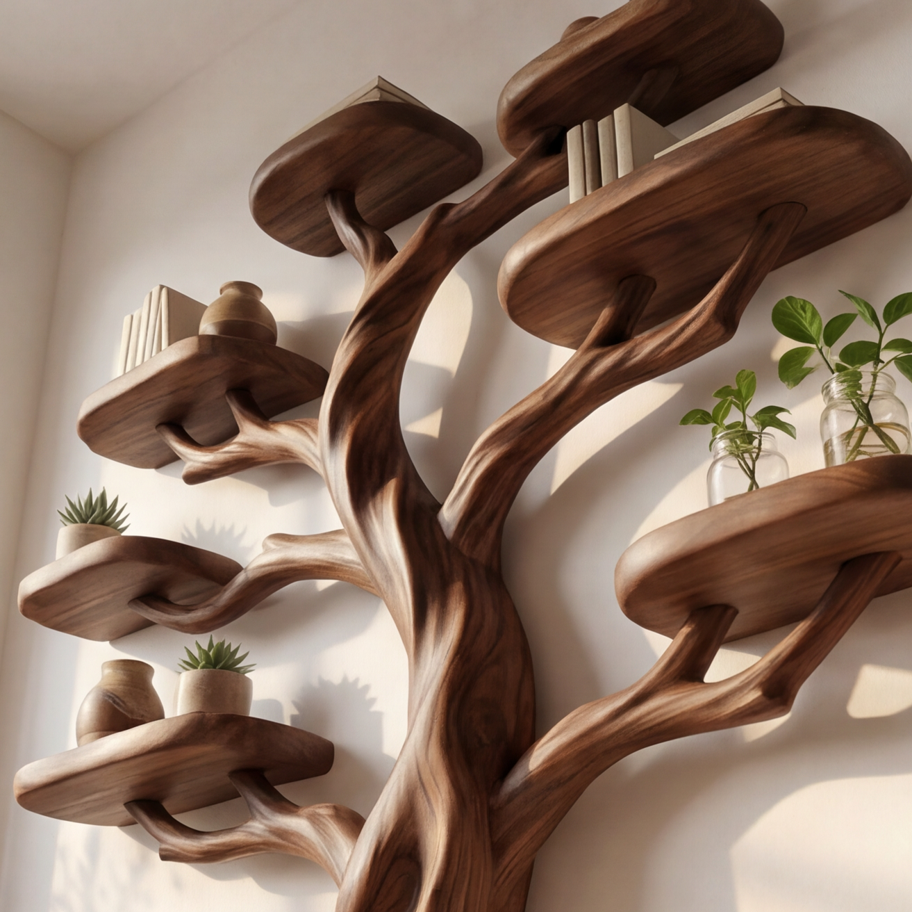Tree Branch Bookshelf Natural Wood