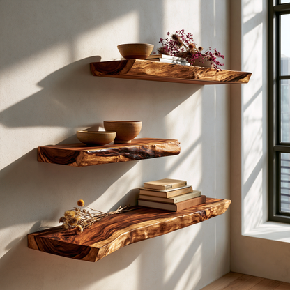 Modern Rustic Live Edge Floating Shelf