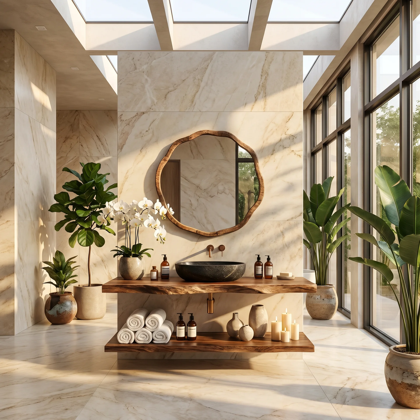 Rustic Modern Floating Wood Bathroom Vanity