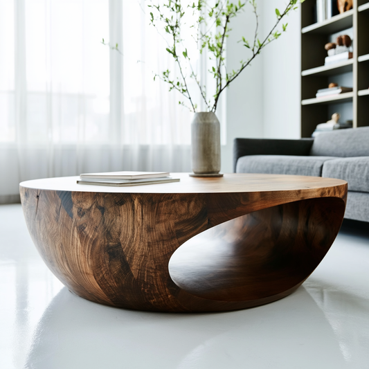 Organic Minimalist Sculptural Wood Coffee Table