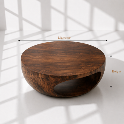 Organic Minimalist Sculptural Wood Coffee Table