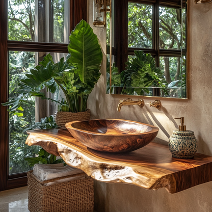 Floating Live Edge Wood Bathroom Vanity