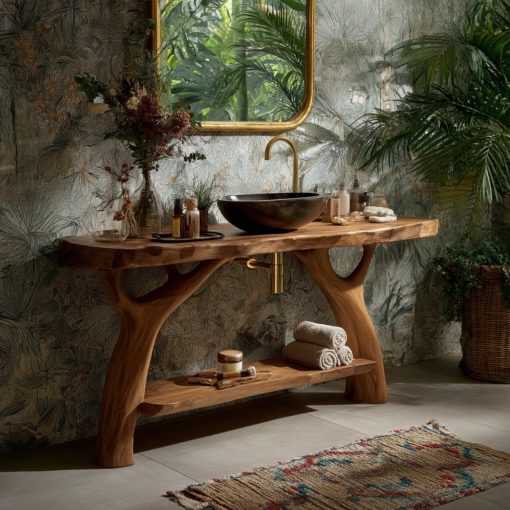 Freestanding Solid Wood Bathroom Vanity Console