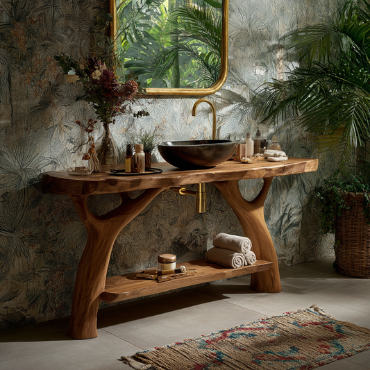 Freestanding Solid Wood Bathroom Vanity Console