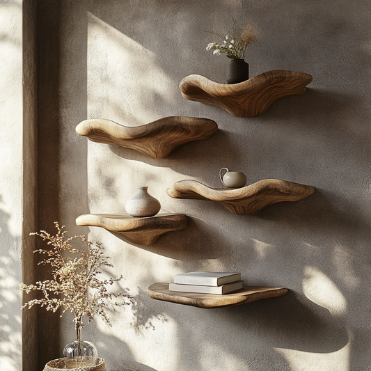 Minimalist Floating Wood Mushroom Shelf